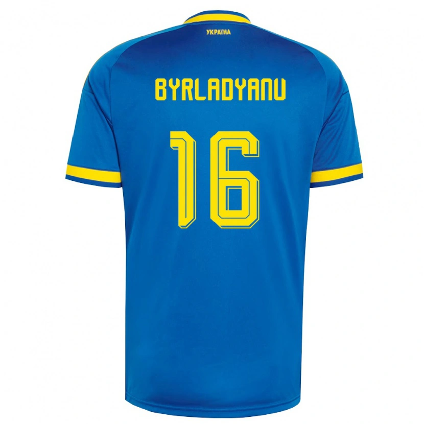 Danxen Dámské Ukrajina Ilya Byrladyanu #16 Modrá Žlutá Námořnická Daleko Hráčské Dresy 26-28 Dres