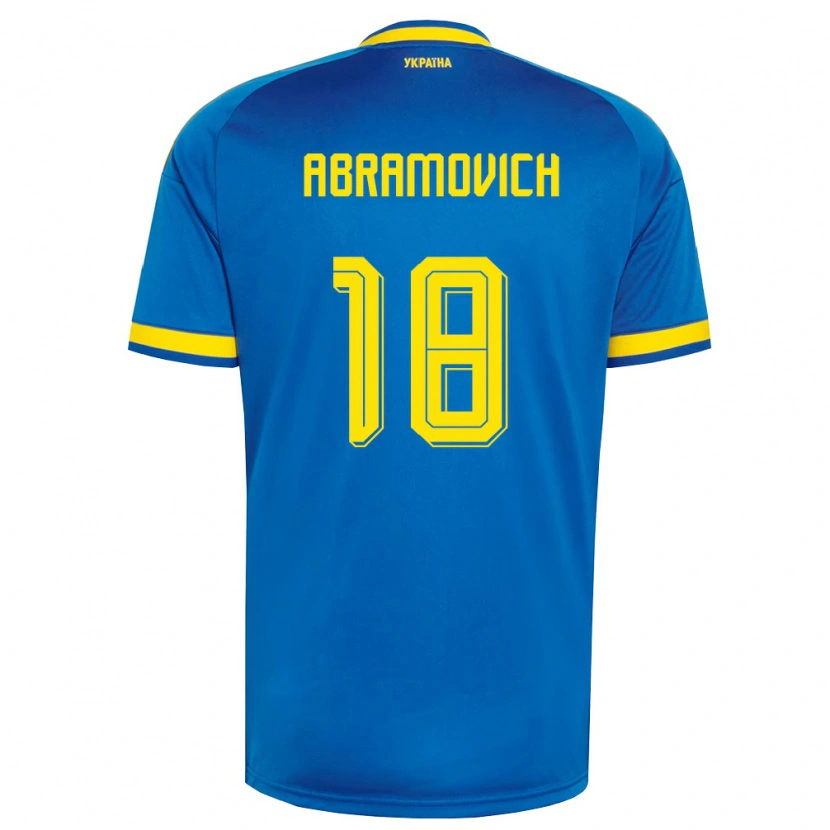 Danxen Dámské Ukrajina Mykhaylo Abramovich #18 Modrá Žlutá Námořnická Daleko Hráčské Dresy 26-28 Dres