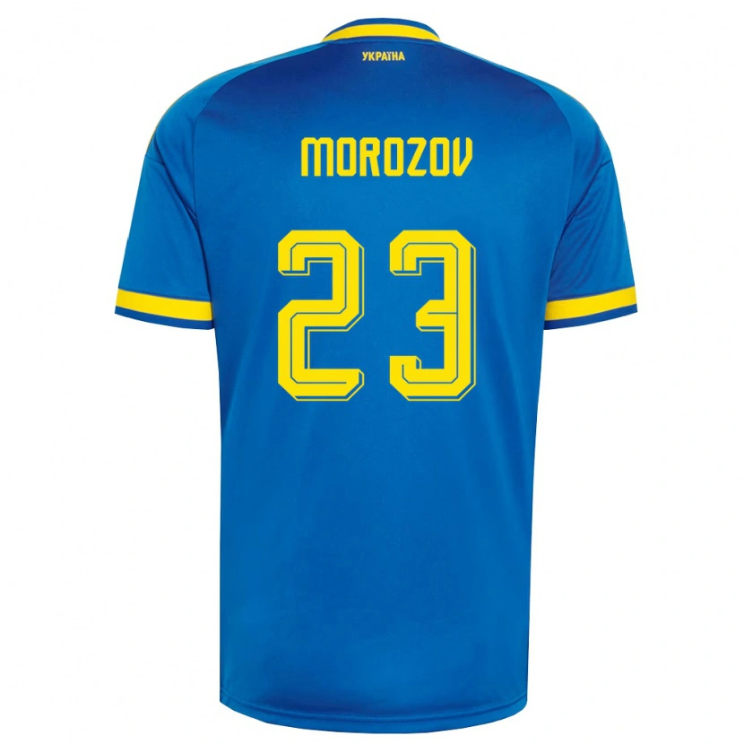 Danxen Dámské Ukrajina Yevgen Morozov #23 Modrá Žlutá Námořnická Daleko Hráčské Dresy 26-28 Dres