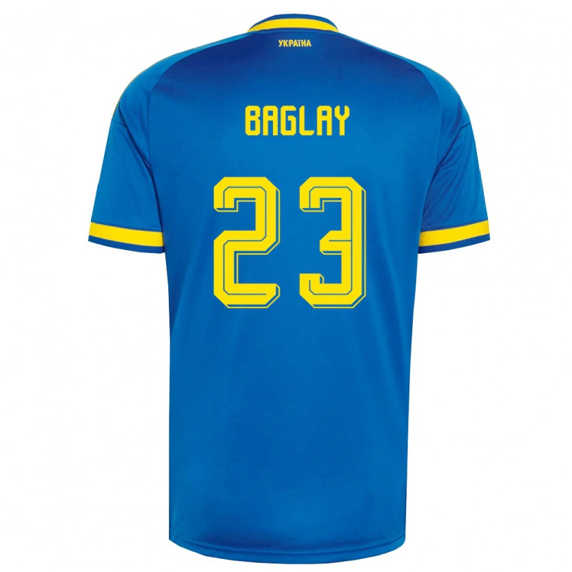 Danxen Dámské Ukrajina Rostyslav Baglay #23 Modrá Žlutá Námořnická Daleko Hráčské Dresy 26-28 Dres