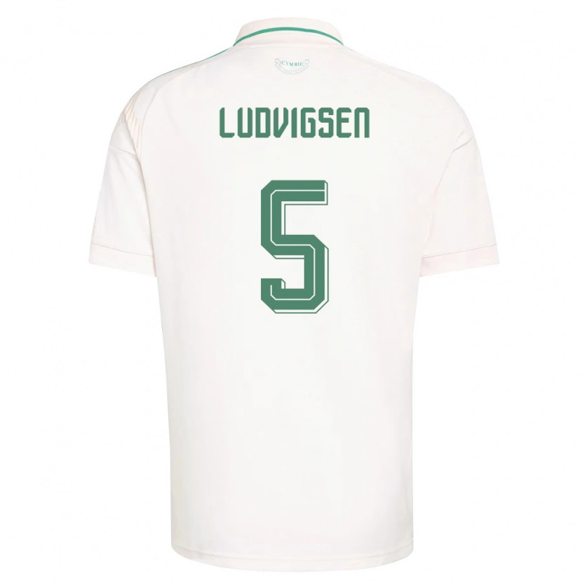 Danxen Dámské Wales Kai Ludvigsen #5 Bílá Hnědá Zelená Daleko Hráčské Dresy 26-28 Dres