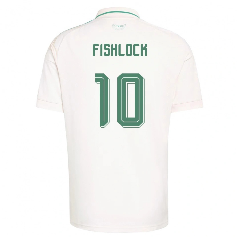 Danxen Dámské Wales Jessica Fishlock #10 Bílá Hnědá Zelená Daleko Hráčské Dresy 26-28 Dres