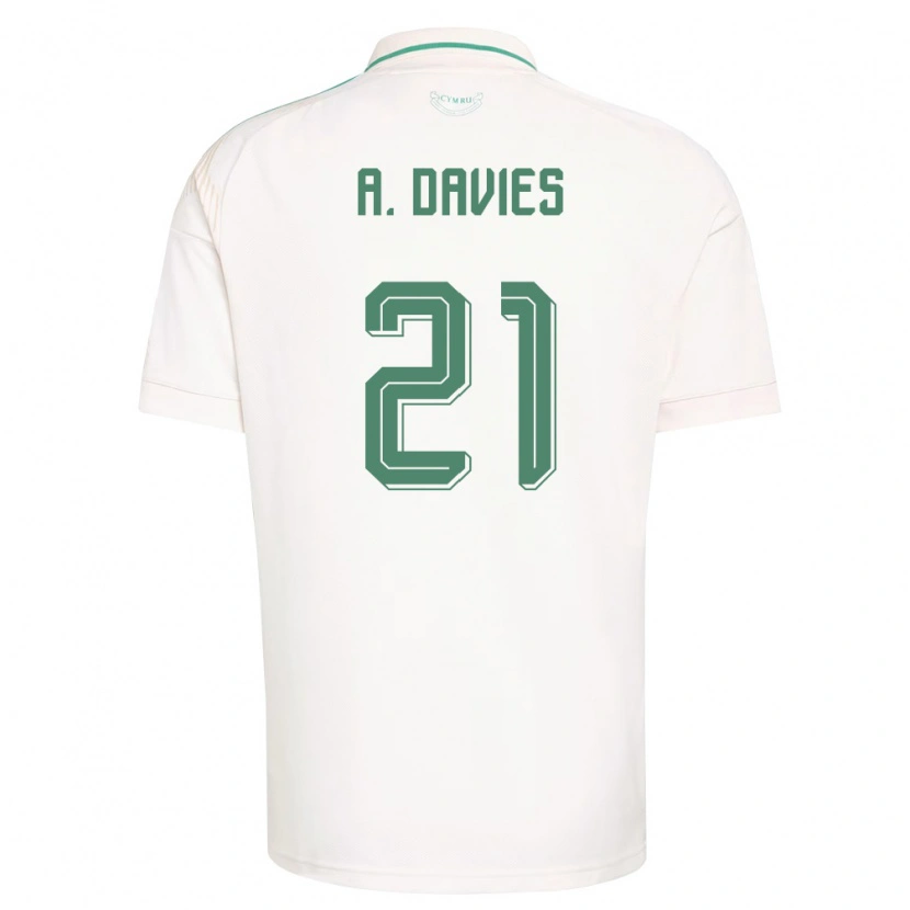 Danxen Dámské Wales Adam Davies #21 Bílá Hnědá Zelená Daleko Hráčské Dresy 26-28 Dres