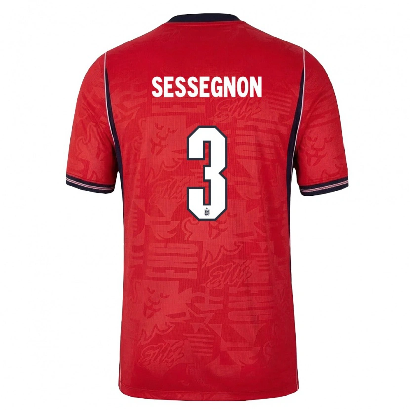 Danxen Dámské Anglie Ryan Sessegnon #3 Červená Námořnická Bílá Daleko Hráčské Dresy 26-28 Dres