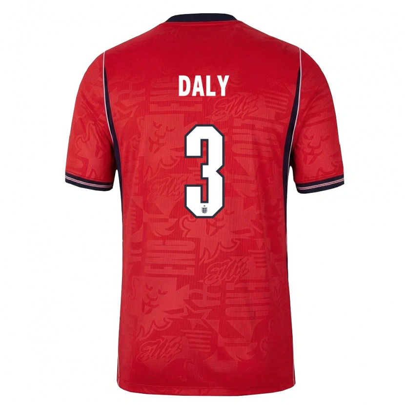 Danxen Dámské Anglie Rachel Daly #3 Červená Námořnická Bílá Daleko Hráčské Dresy 26-28 Dres