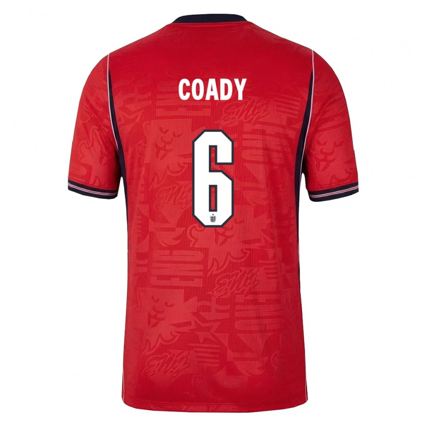 Danxen Dámské Anglie Conor Coady #6 Červená Námořnická Bílá Daleko Hráčské Dresy 26-28 Dres