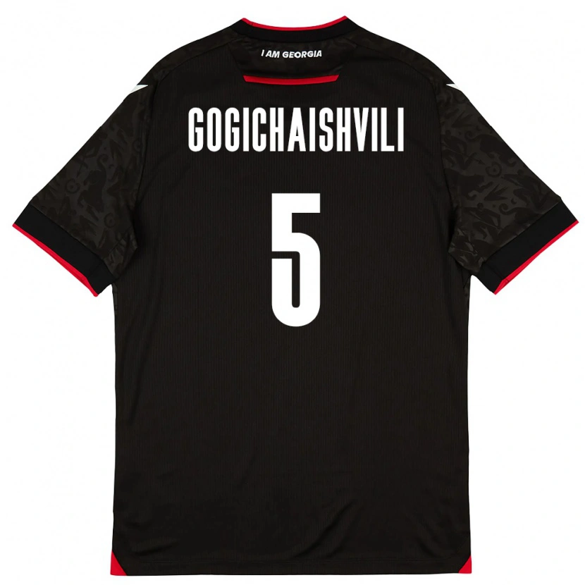 Danxen Dámské Georgia Ioann Gogichaishvili #5 Černá Bílá Červená Daleko Hráčské Dresy 26-28 Dres