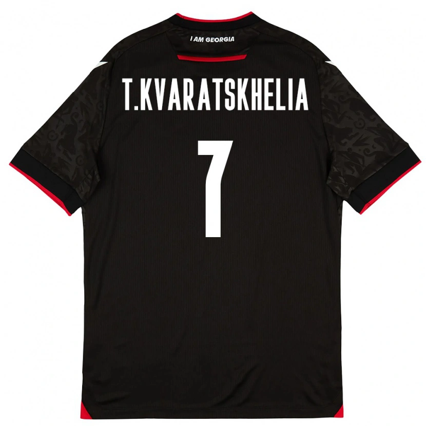 Danxen Dámské Georgia Tornike Kvaratskhelia #7 Černá Bílá Červená Daleko Hráčské Dresy 26-28 Dres