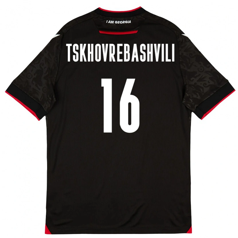 Danxen Dámské Georgia Nikoloz Tskhovrebashvili #16 Černá Bílá Červená Daleko Hráčské Dresy 26-28 Dres