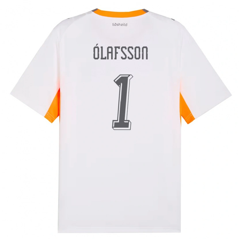 Danxen Dámské Island Elías Ólafsson #1 Bílá Oranžová Šedá Daleko Hráčské Dresy 26-28 Dres