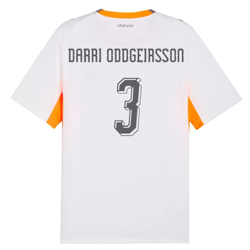 Danxen Dámské Island Björn Darri Oddgeirsson #3 Bílá Oranžová Šedá Daleko Hráčské Dresy 26-28 Dres