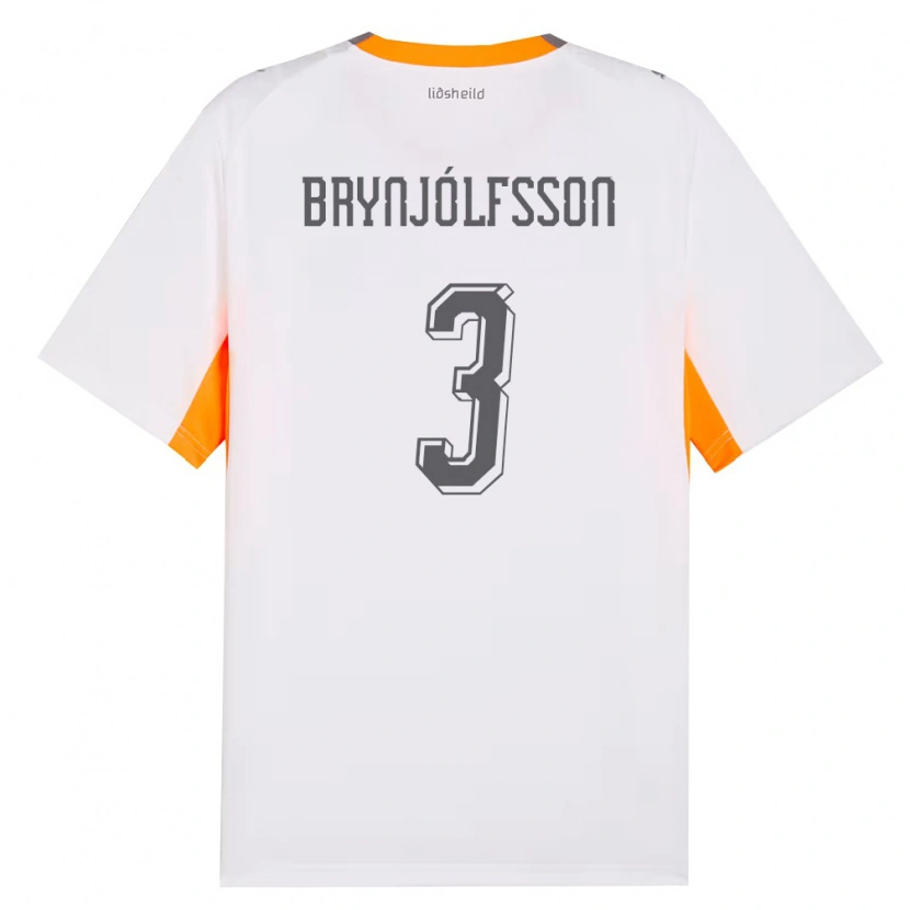 Danxen Dámské Island Bjarni Gudjón Brynjólfsson #3 Bílá Oranžová Šedá Daleko Hráčské Dresy 26-28 Dres