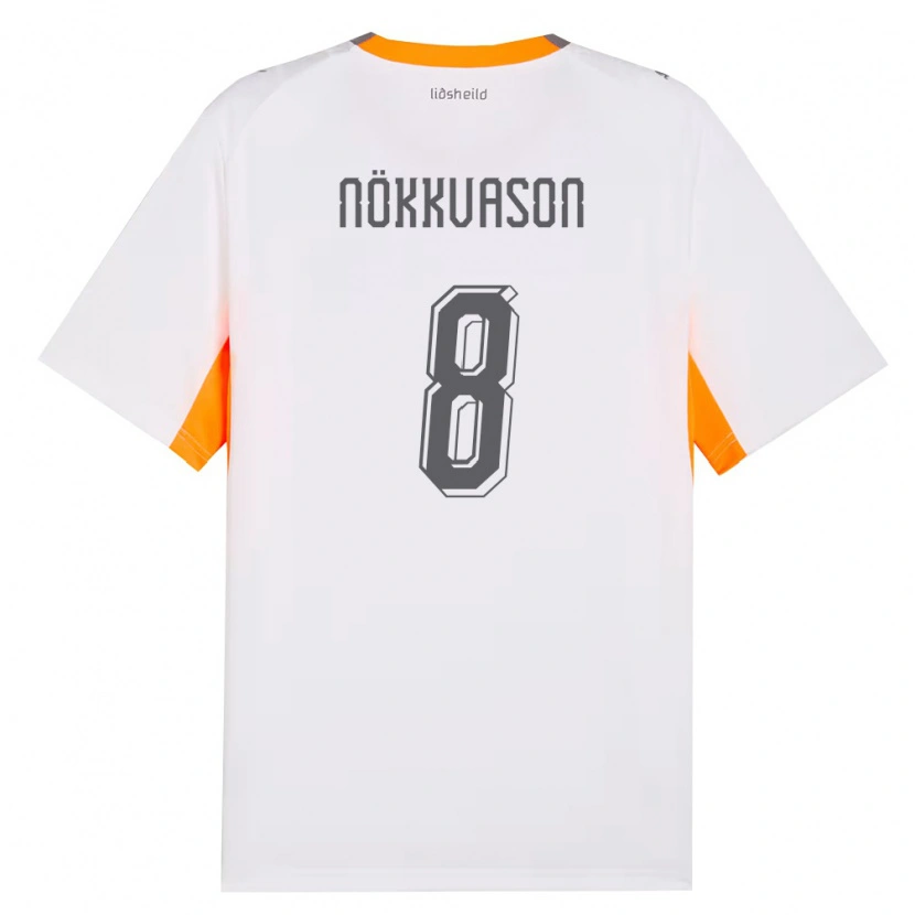Danxen Dámské Island Gudmundur Baldvin Nökkvason #8 Bílá Oranžová Šedá Daleko Hráčské Dresy 26-28 Dres