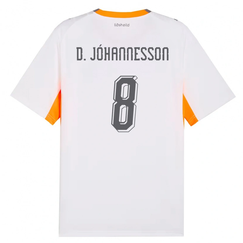 Danxen Dámské Island Daniel Jóhannesson #8 Bílá Oranžová Šedá Daleko Hráčské Dresy 26-28 Dres
