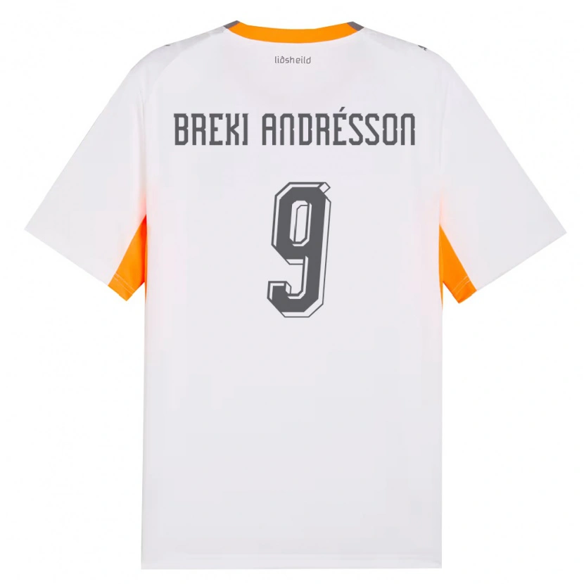 Danxen Dámské Island Benoný Breki Andrésson #9 Bílá Oranžová Šedá Daleko Hráčské Dresy 26-28 Dres