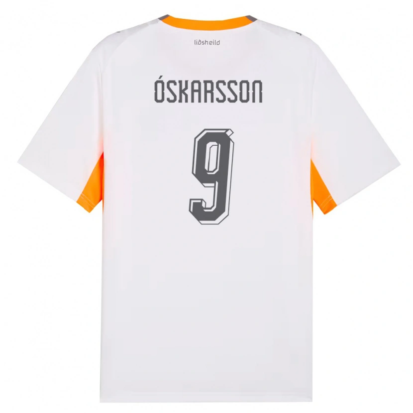 Danxen Dámské Island Orri Óskarsson #9 Bílá Oranžová Šedá Daleko Hráčské Dresy 26-28 Dres