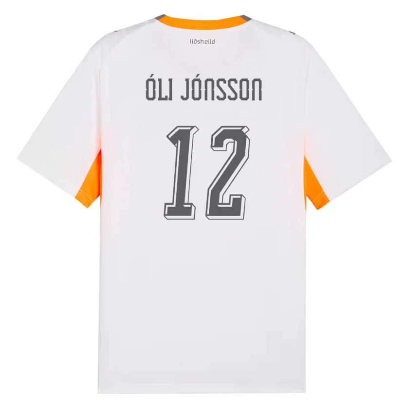 Danxen Dámské Island Haukur Óli Jónsson #12 Bílá Oranžová Šedá Daleko Hráčské Dresy 26-28 Dres