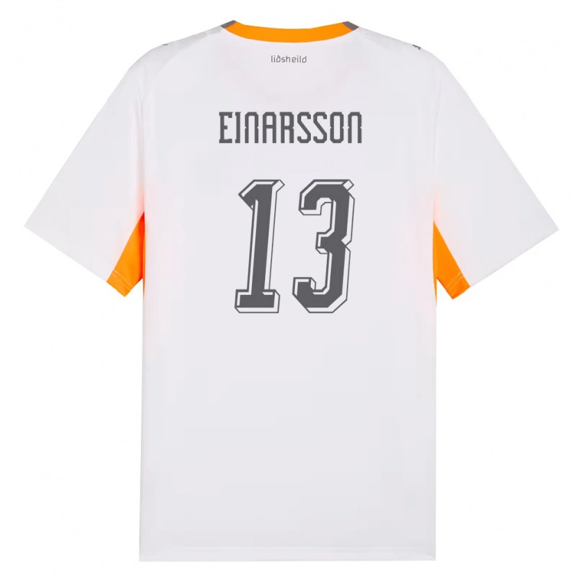 Danxen Dámské Island Anton Ari Einarsson #13 Bílá Oranžová Šedá Daleko Hráčské Dresy 26-28 Dres