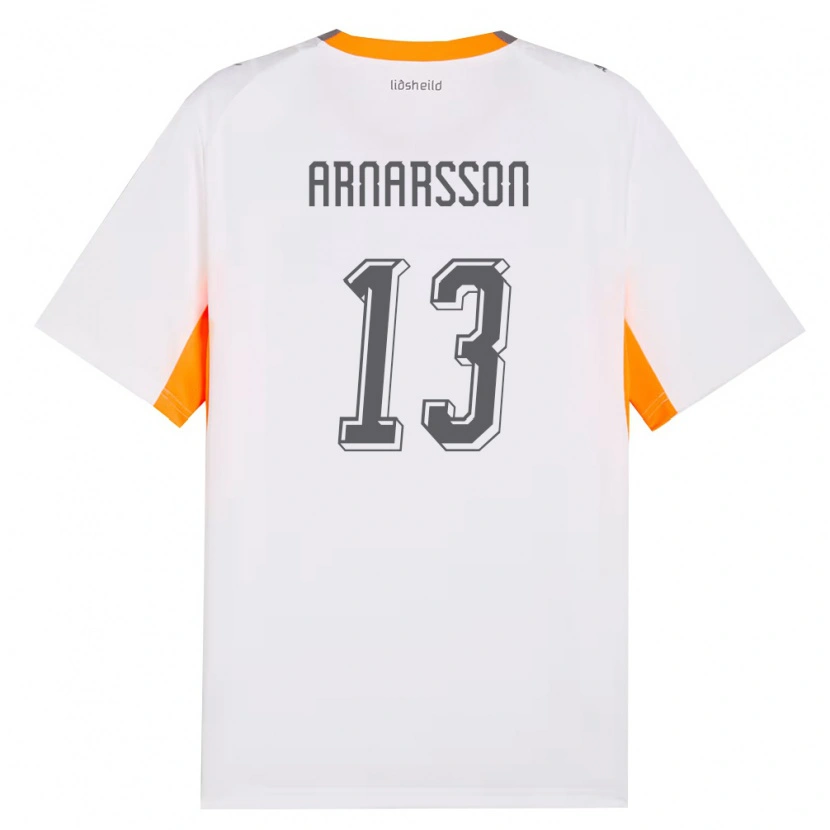 Danxen Dámské Island Ásbjörn Líndal Arnarsson #13 Bílá Oranžová Šedá Daleko Hráčské Dresy 26-28 Dres