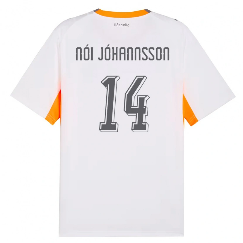 Danxen Dámské Island Sigurdur Nói Jóhannsson #14 Bílá Oranžová Šedá Daleko Hráčské Dresy 26-28 Dres