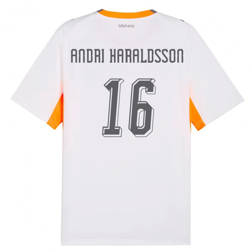Danxen Dámské Island Haukur Andri Haraldsson #16 Bílá Oranžová Šedá Daleko Hráčské Dresy 26-28 Dres