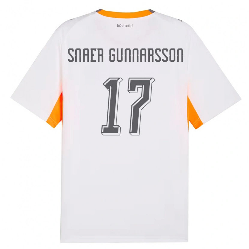 Danxen Dámské Island Gabríel Snaer Gunnarsson #17 Bílá Oranžová Šedá Daleko Hráčské Dresy 26-28 Dres
