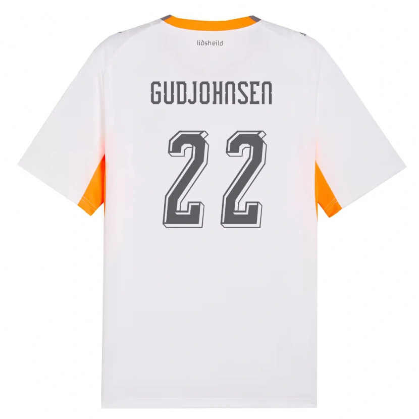 Danxen Dámské Island Andri Gudjohnsen #22 Bílá Oranžová Šedá Daleko Hráčské Dresy 26-28 Dres