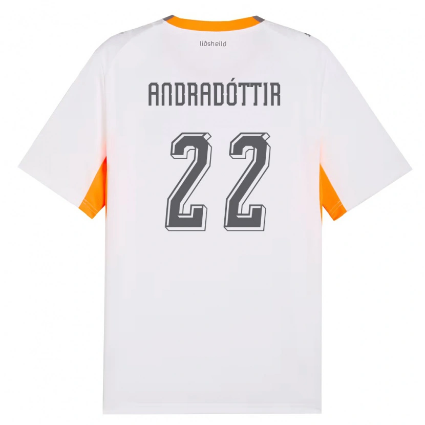 Danxen Dámské Island Amanda Andradóttir #22 Bílá Oranžová Šedá Daleko Hráčské Dresy 26-28 Dres