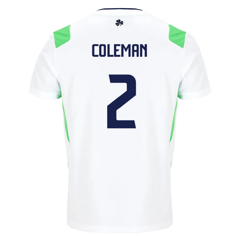 Danxen Dámské Irsko Séamus Coleman #2 Bílá Světle Zelená Daleko Hráčské Dresy 26-28 Dres