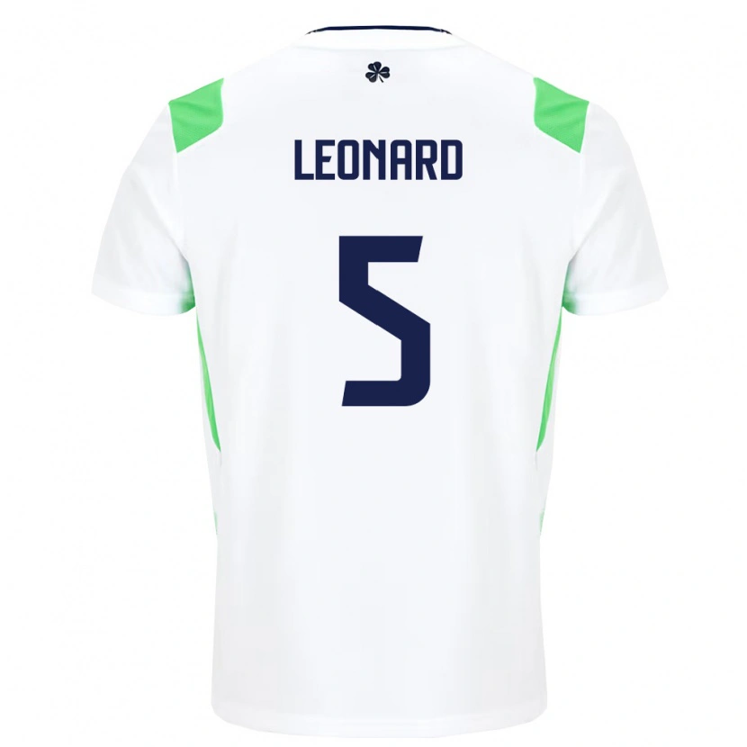 Danxen Dámské Irsko Vinnie Leonard #5 Bílá Světle Zelená Daleko Hráčské Dresy 26-28 Dres