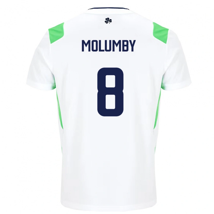 Danxen Dámské Irsko Jayson Molumby #8 Bílá Světle Zelená Daleko Hráčské Dresy 26-28 Dres