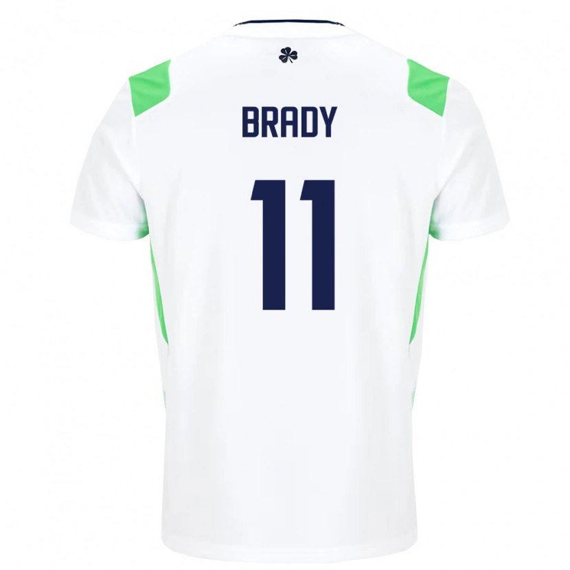 Danxen Dámské Irsko Robbie Brady #11 Bílá Světle Zelená Daleko Hráčské Dresy 26-28 Dres