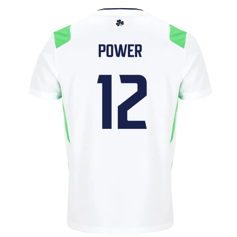 Danxen Dámské Irsko Nathan Power #12 Bílá Světle Zelená Daleko Hráčské Dresy 26-28 Dres