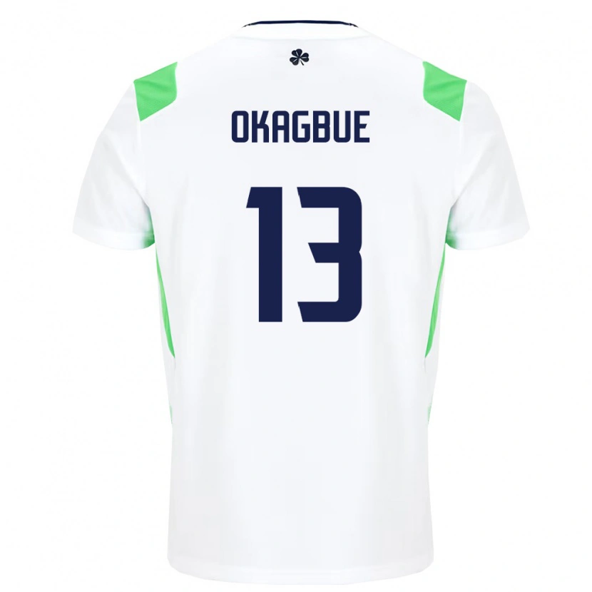 Danxen Dámské Irsko David Okagbue #13 Bílá Světle Zelená Daleko Hráčské Dresy 26-28 Dres