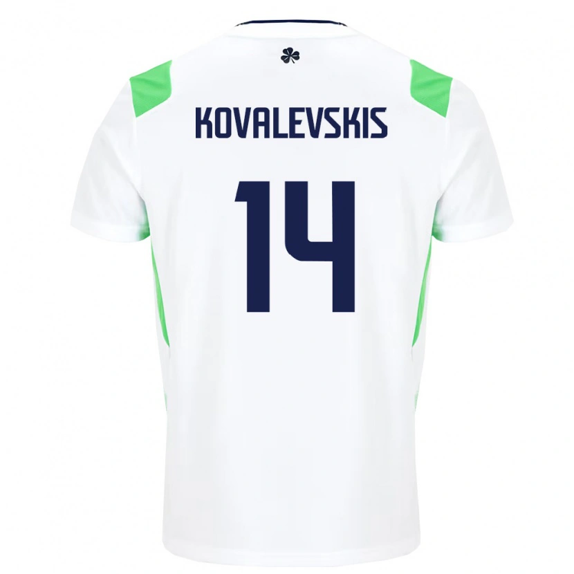 Danxen Dámské Irsko Max Kovalevskis #14 Bílá Světle Zelená Daleko Hráčské Dresy 26-28 Dres