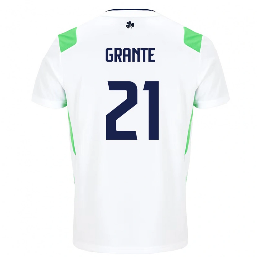 Danxen Dámské Irsko Jake Grante #21 Bílá Světle Zelená Daleko Hráčské Dresy 26-28 Dres