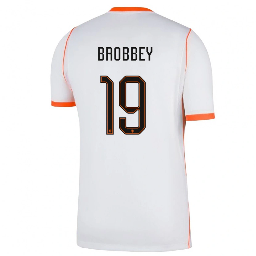 Danxen Dámské Nizozemsko Brian Brobbey #19 Bílá Oranžová Daleko Hráčské Dresy 26-28 Dres