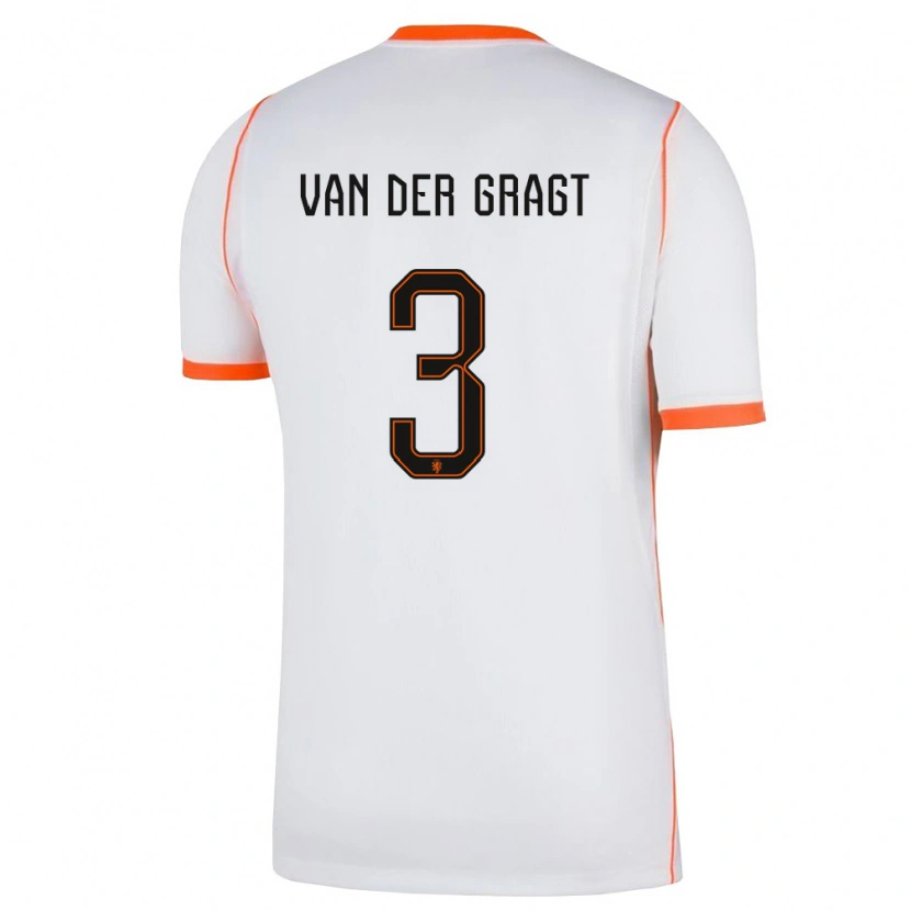 Danxen Dámské Nizozemsko Stefanie Van Der Gragt #3 Bílá Oranžová Daleko Hráčské Dresy 26-28 Dres