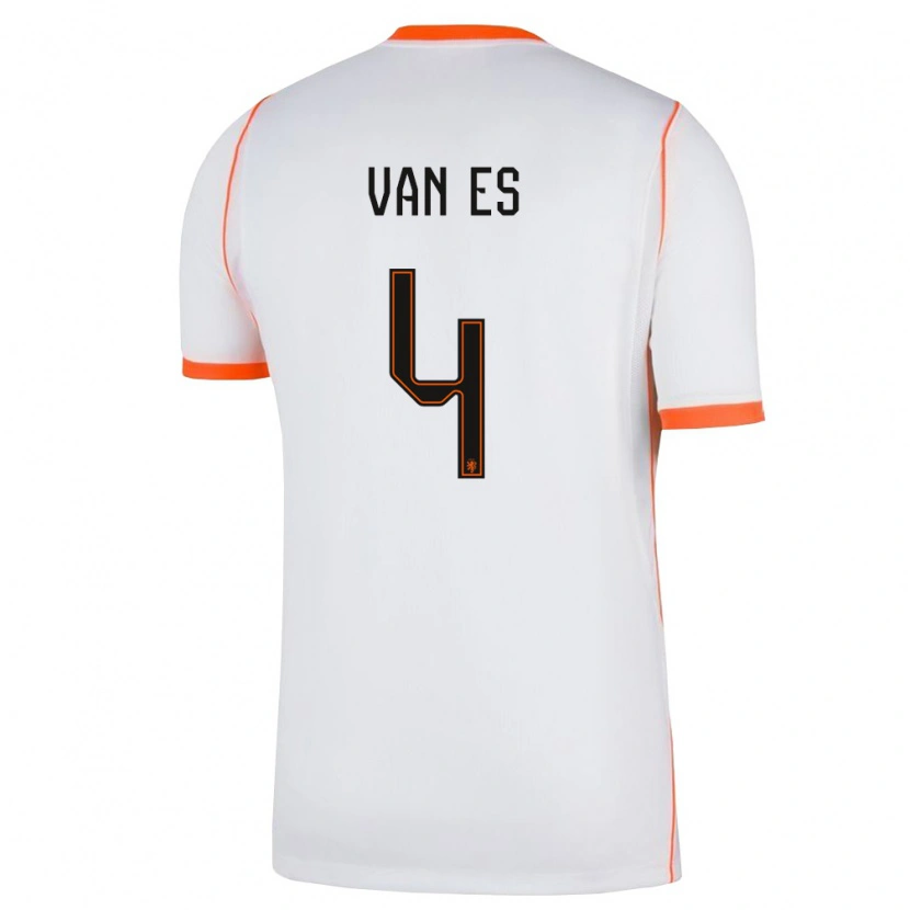 Danxen Dámské Nizozemsko Kika Van Es #4 Bílá Oranžová Daleko Hráčské Dresy 26-28 Dres