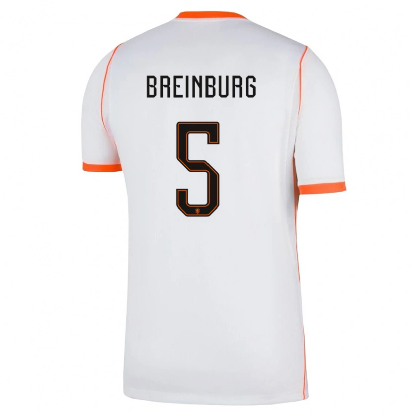 Danxen Dámské Nizozemsko Rainey Breinburg #5 Bílá Oranžová Daleko Hráčské Dresy 26-28 Dres