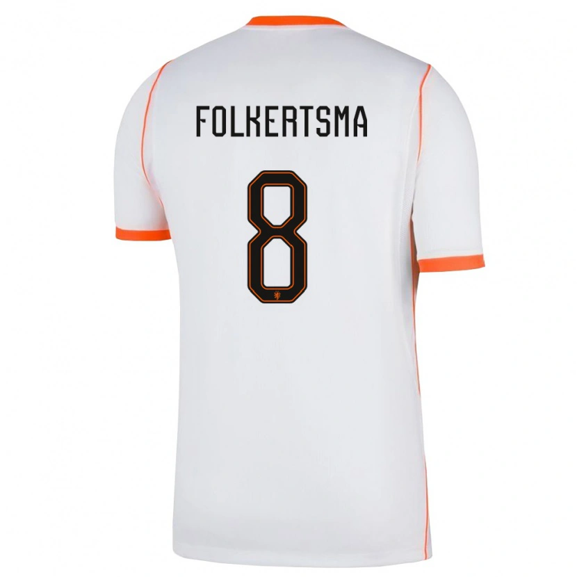 Danxen Dámské Nizozemsko Sisca Folkertsma #8 Bílá Oranžová Daleko Hráčské Dresy 26-28 Dres