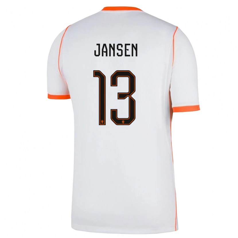 Danxen Dámské Nizozemsko Renate Jansen #13 Bílá Oranžová Daleko Hráčské Dresy 26-28 Dres