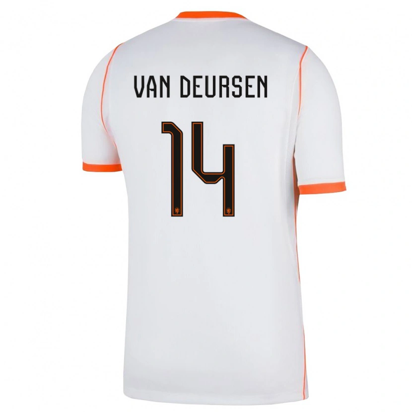 Danxen Dámské Nizozemsko Eva Van Deursen #14 Bílá Oranžová Daleko Hráčské Dresy 26-28 Dres