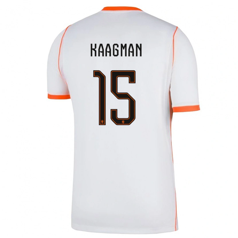 Danxen Dámské Nizozemsko Inessa Kaagman #15 Bílá Oranžová Daleko Hráčské Dresy 26-28 Dres