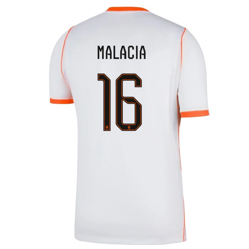 Danxen Dámské Nizozemsko Tyrell Malacia #16 Bílá Oranžová Daleko Hráčské Dresy 26-28 Dres
