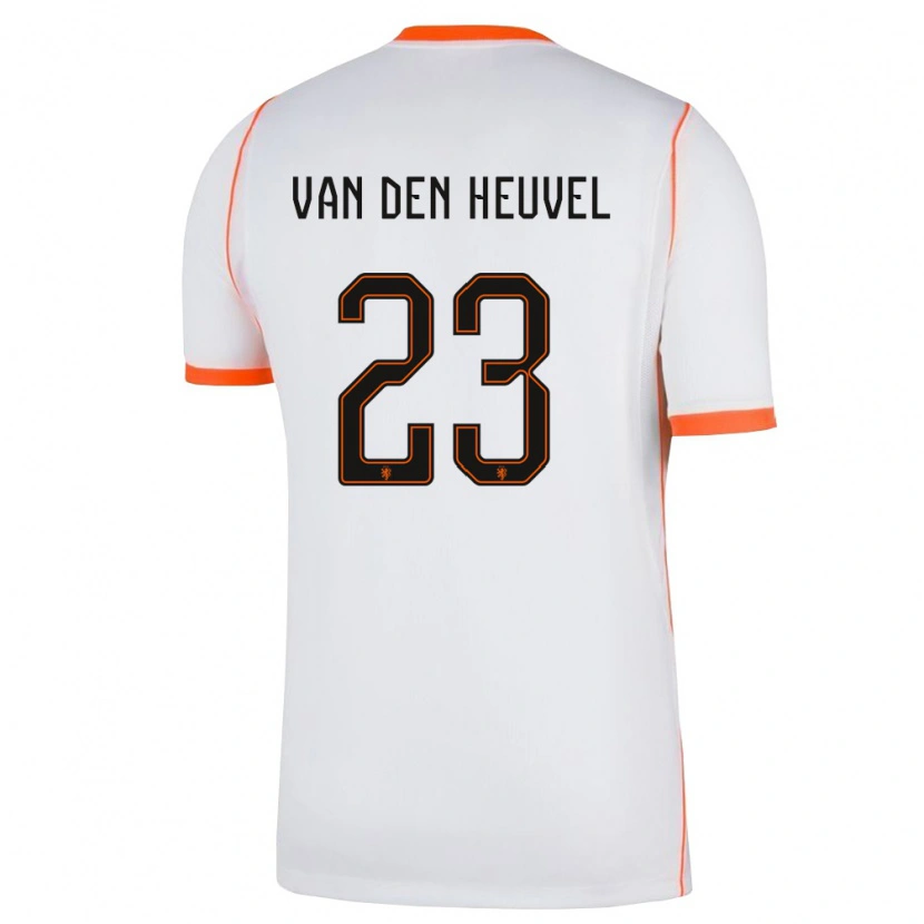 Danxen Dámské Nizozemsko Dani Van Den Heuvel #23 Bílá Oranžová Daleko Hráčské Dresy 26-28 Dres