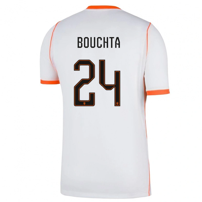 Danxen Dámské Nizozemsko Dani Bouchta #24 Bílá Oranžová Daleko Hráčské Dresy 26-28 Dres