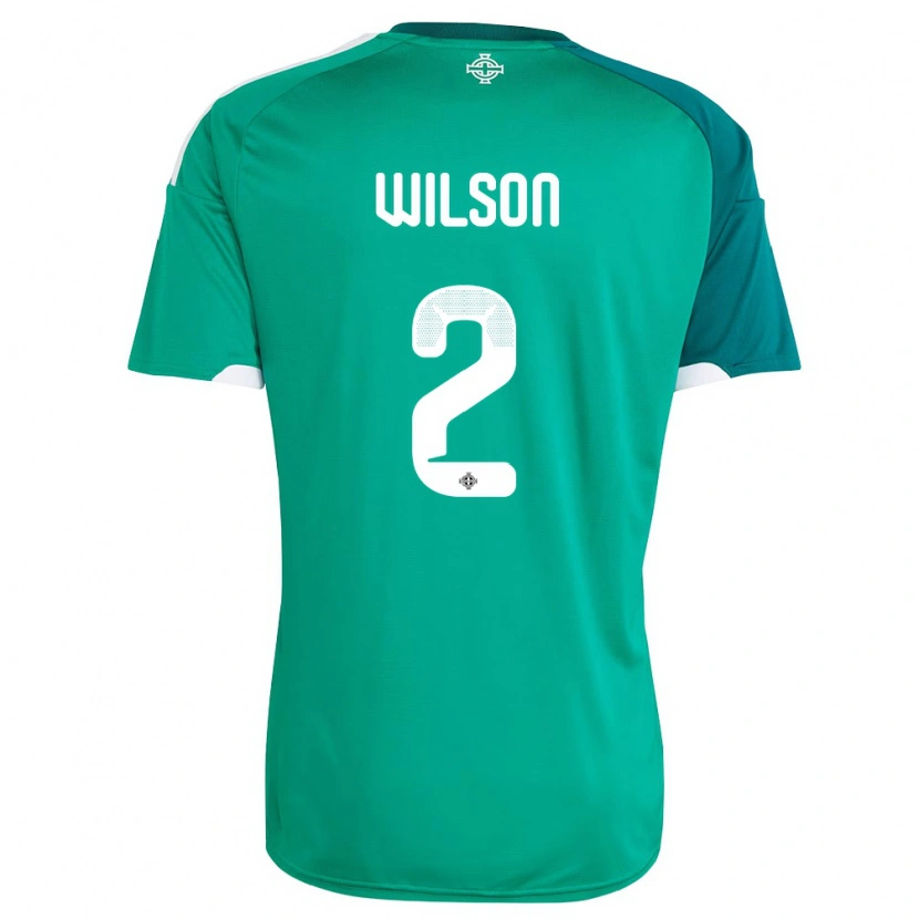 Danxen Dětské Severní Irsko Ben Wilson #2 Zelená Bílá Domů Hráčské Dresy 26-28 Dres