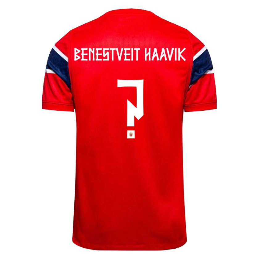 Danxen Dětské Norsko Johannes Benestveit Haavik #0 Červená Námořnická Bílá Domů Hráčské Dresy 26-28 Dres
