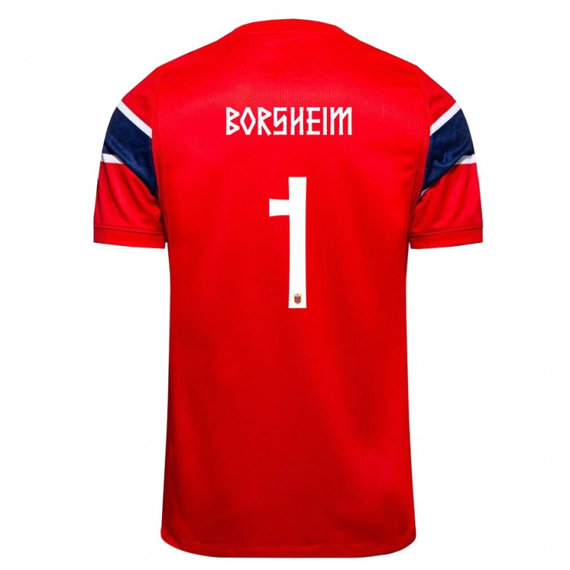 Danxen Dětské Norsko Martin Børsheim #1 Červená Námořnická Bílá Domů Hráčské Dresy 26-28 Dres